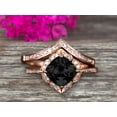 thumbnail image 1 of 2.55 Carat Black Diamond Moissanite Engagement Ring On 10k Rose Gold With V-Shape Matching Wedding Band Anniversary Ring HALO Cushion Cut Black Diamond Moissanite, 1 of 5