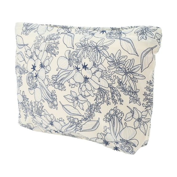 1 Pc Women Portable Floral Clutch Makeup Bag for Travel Vacation Gym Deep Blue Cotton