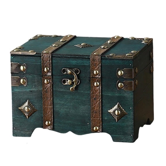 Osdhezcn Antique Style Locking Storage Box With Secure Combination Code Large Capacity Wooden Chest For Jewelry Collectibles