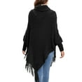 thumbnail image 2 of SAYFUT Women Poncho Pullover Cardigan Soft Wrap Hooded Cape with Fringed Hem Long Sleeve Shawl Wrap Knitted Sweater, 2 of 8
