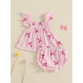 thumbnail image 3 of AceBaby Toddler Baby Girl Summer Outfits 3-24M Flying Sleeve Tops and Ruffled Shorts 2Pcs Set, 3 of 9