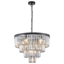 24” Smoked-grey Crystal Chandeliers Luxury 4-Tier 12 Lights Pendant Light Fixture Contemporary for Dining Room Foyer Staircase Living Room