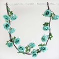thumbnail image 6 of Efavormart 6 ft Aqua Silk Rose Garland with Bendable Wire Vines Artificial Flower Garlands with Leaves for Wedding Decoration, 6 of 11
