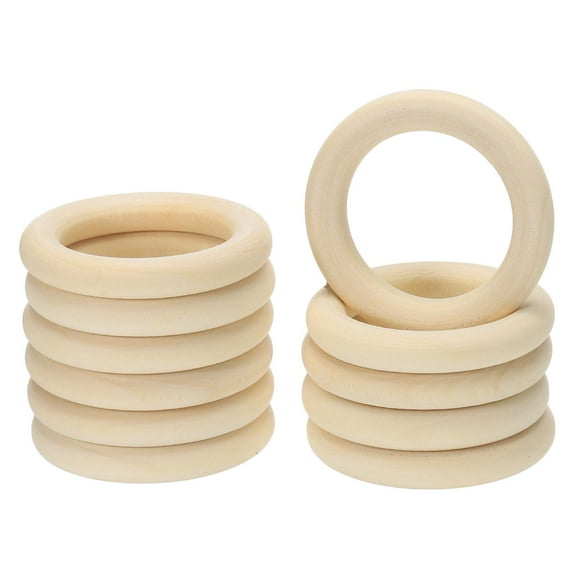 Wooden Rings for Crafting, Natural Wood Rings Unfinished Macrame Rings for DIY Projects 50 x 8 mm