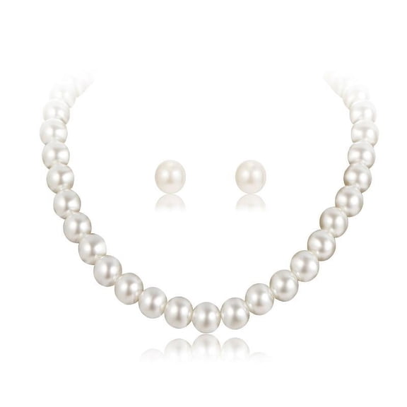CIYISON Simple Retro Pearl Necklace Hepburn Style Pearl Jewelry Set Two-piece Earring Necklace Female Niche Design Jewelry