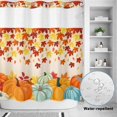 thumbnail image 4 of No Hook Shower Curtain with Built-in Rings - Orange Fall Thanksgiving Pumpkins Washable Waterproof Fabric Bathroom Curtains for Hotel,Rentals, 72 X 72 Inch Long , Maple Leaves Farmhouse, 4 of 9