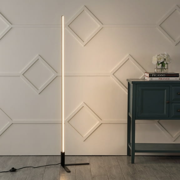 JONATHAN Y Potts 60.5" Modern Contemporary Aluminum/Iron Integrated LED Post Floor Lamp, Black, JYL7126A