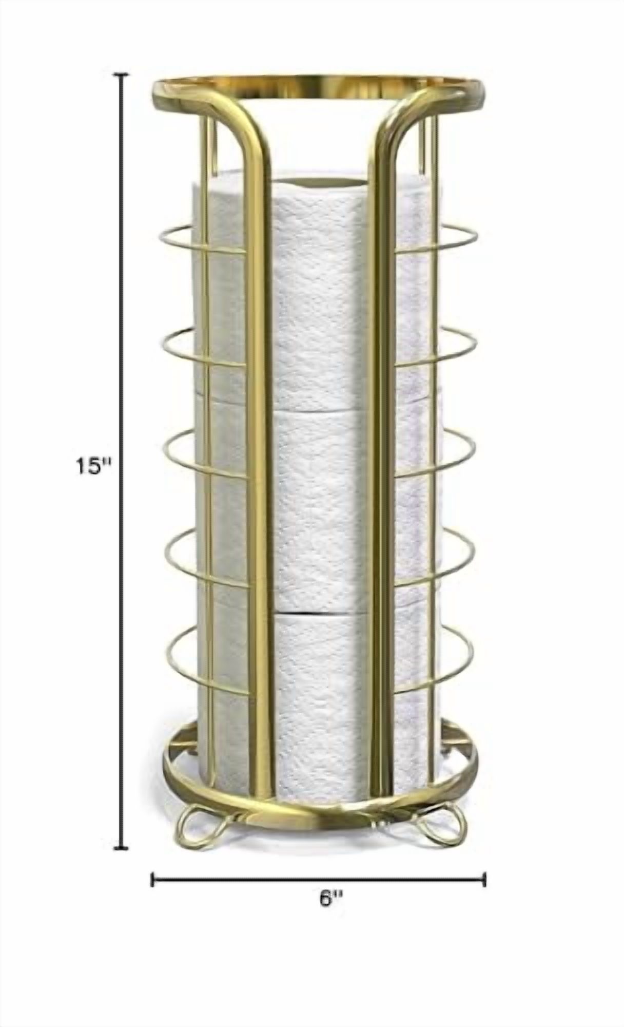 , Gold Toilet Paper Holder, Freestanding Bathroom Tissue Organizer, Minimalistic Storage Solution, Modern & Stylish Design [Holds MEGA Rolls]