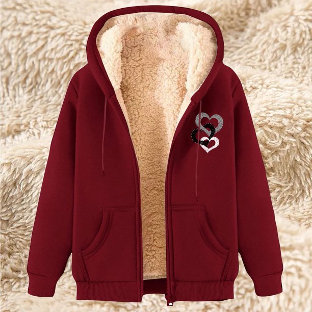 Chaqueta y sudadera informal con capucha de manga larga para mujer, con estampado de moda, de polar y capucha