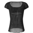 thumbnail image 6 of Women Fairy Grunge Y2k Shirts See Through Square Neck Lace Patchwork Tops Vintage Goth Aesthetic Clothing Black XL, 6 of 8