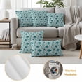 thumbnail image 3 of 2 Pack Outdoor Waterproof Throw Pillow Covers,Ombre Turquoise Wild Flower Decorative Square Pillow Case Patio Pillowcases for Chair Couch Sofa 18x18in, 3 of 9