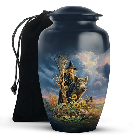 KARYLIZ Guinea Pig Cremation Urns For Human Ashes Adult Man - Blue Large Funeral Urn For Human Ashes For Burial - Memorial Urn For Dad & Mom - Funeral Urns For Male & Female