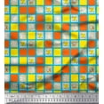 thumbnail image 1 of Soimoi Velvet Fabric Geometric Square,Text & Bear Face Kids Printed Craft Fabric by The Yard 58 Inch Wide, 1 of 1