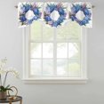 thumbnail image 2 of Spring Flower Wreath Tie Up Valance for Windows, Country Watercolor Purple Blue Floral Leaf Adjustable Rod Pocket Tie Up Valance Curtains Window Treatment for Kitchen Bathroom Bedroom 42 X 12 Inch, 2 of 9