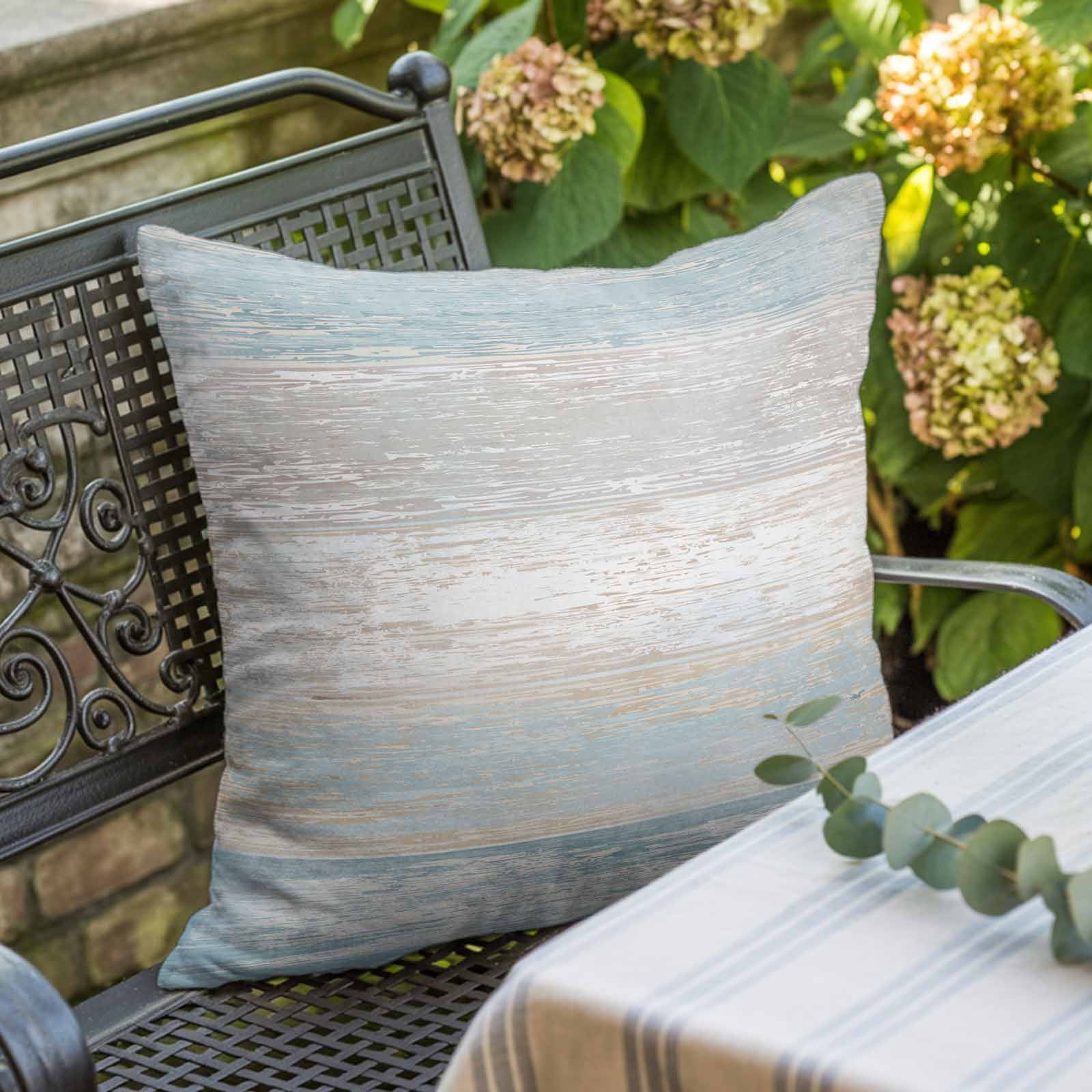 Pillow Covers 26x26 Inch, Blue Beige Farmhouse Linen Pillowcase with Invisible Zipper, Vintage Wooden Striped Decorative Throw Pillow Covers Cushion Case for Couch Sofa Bed Living Room