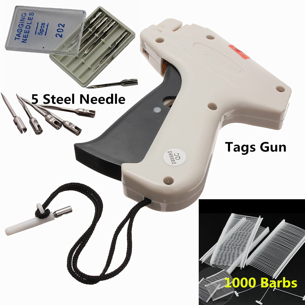 1000 Barbs+5 Needles US Clothing Socks Garment Price Label Tagging Tag Gun Tool 