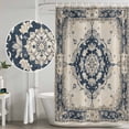thumbnail image 4 of Navy Blue Boho Shower Curtain Set - Small 36" x 72" Washable Bathtub Curtain with 12 Hooks, Retro Southwestern Ethnic Geometric Waterproof Fabric Stall Shower Curtains for Bathroom/Bathtub Décor, 4 of 6