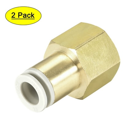 

Push to Connect Tubing Fittings 10mm Tubing OD x 1/2 PT Female Straight Pneumatic Connector Golden Tone 2Pcs