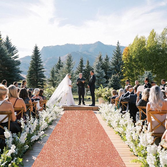 Aisle Runners for Wedding 2FT×15FT Rose Gold Sequin Aisle Runner Long Carpet Runner for Wedding Ceremony Walkway