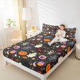 thumbnail image 3 of Feelyou Kawaii Halloween Ghost Queen Sheets, Cute Pumpkin Stars Queen Sheet Sets, Dark Gray, 4 Pieces, 1 Flat Sheet, 1 Fitted Sheet and 2 Pillowcases, 3 of 5