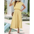 thumbnail image 6 of Summer Skirt Set for Women 2 Piece Outfit Cap Sleeve Top Elastic Waist Maxi Dress Set with Pockets Light Yellow S, 6 of 8