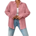 thumbnail image 1 of Blouses For Women Long Sleeve Collar Drop Shoulder Pocket Patched Shirt, 1 of 5