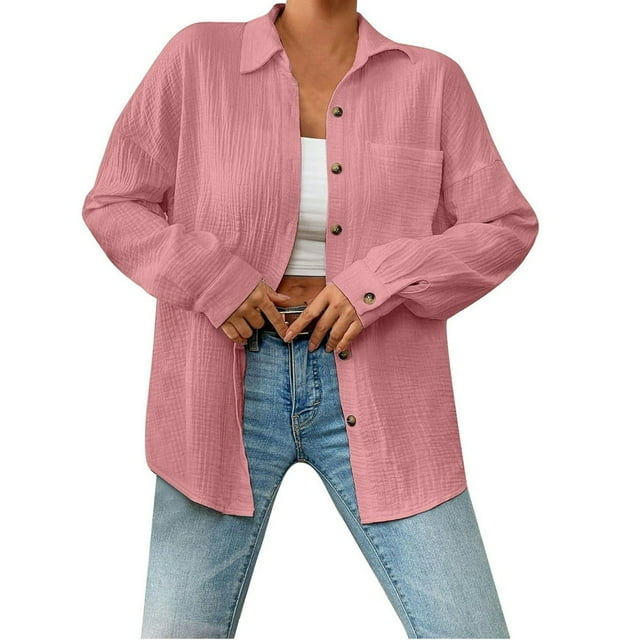 Blouses pour Femmes, Col à Manches Longues, Épaules Tombantes, Poche, Chemise Patchée
