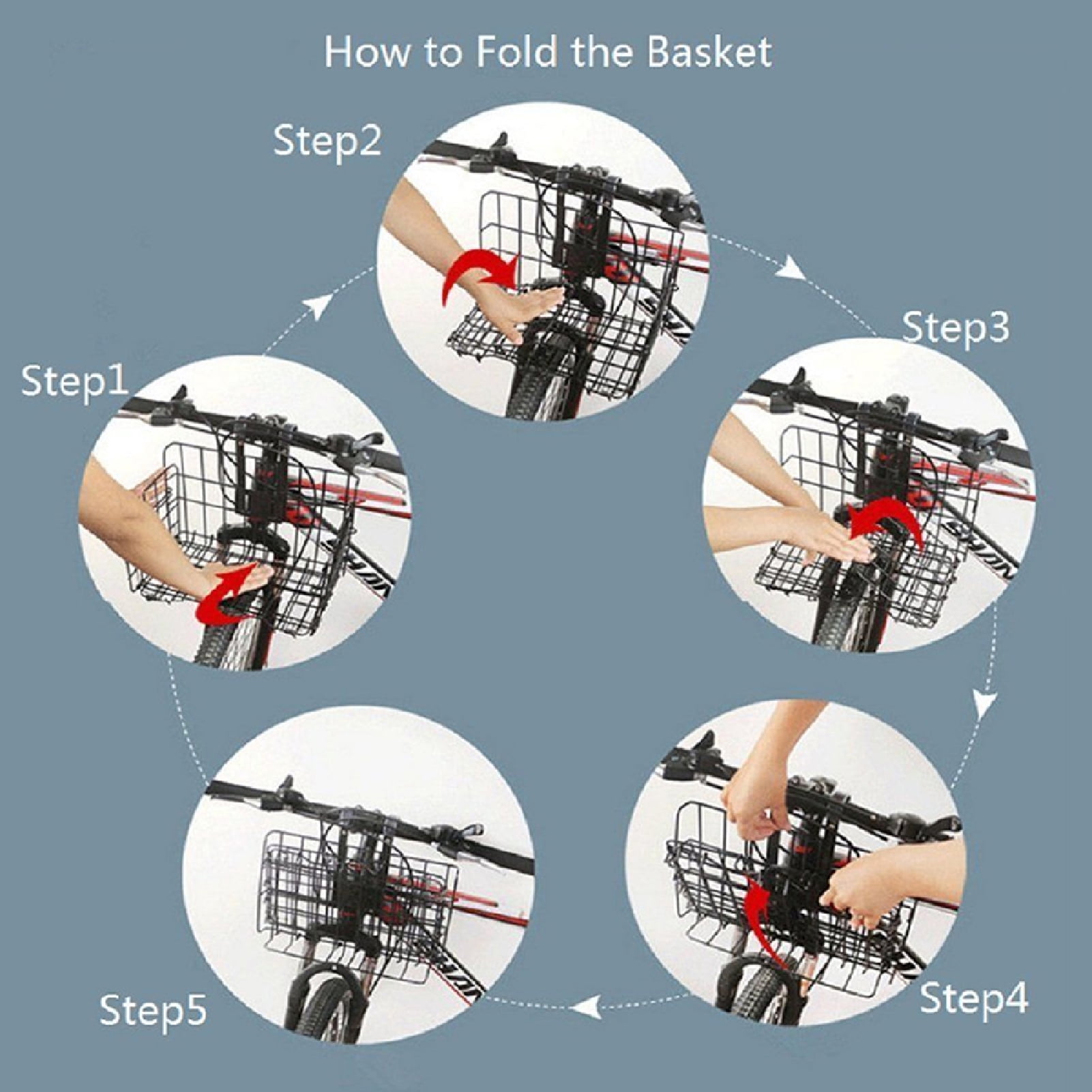 Cheers.US Folding Rear Bike Basket Metal Mesh Fold-Up Detchable Front Bag Rear Hanging Bike Basket Bicycle Bag Cargo Rack for Mountain Bike Accessories Bike Frame Basket