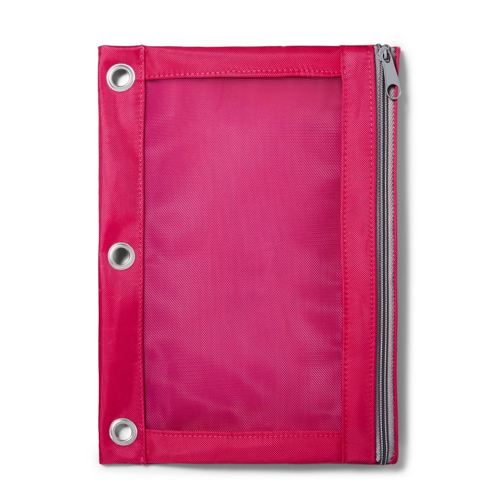 Mesh Binder Pencil Pouch Pink
