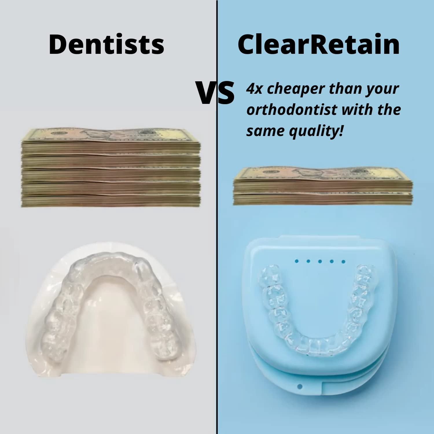 Clear Retain- Custom Dental Night Guard | Help with Jaw Pain, Teeth Pain, Better Sleep & Much More | Custom Putty for At Home Kit