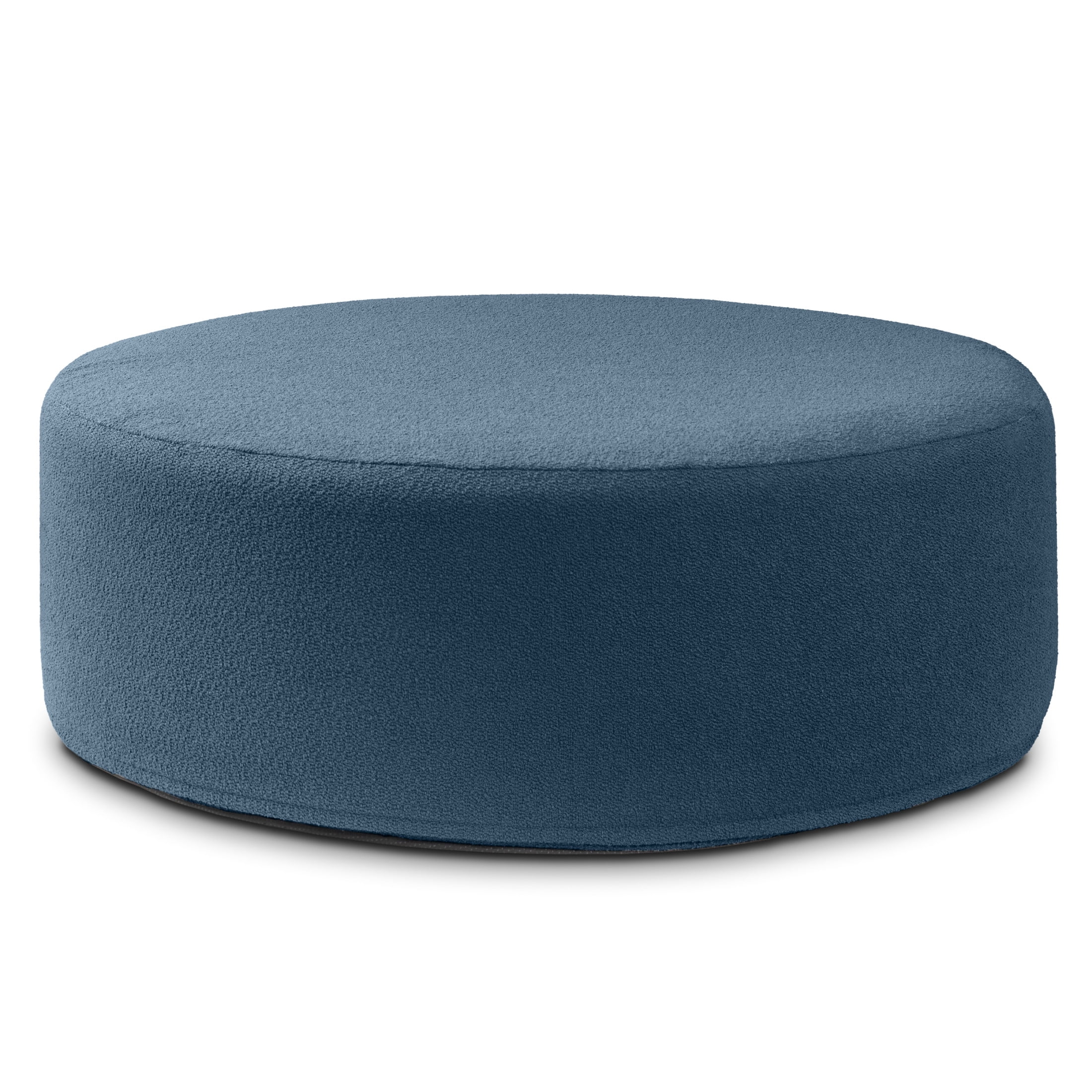 Jaxx Candler Round Coffee Table Ottoman, Oversized, 44-Inch, Boucle Dark Navy