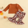 thumbnail image 4 of Toddler Baby Girl Spring Clothes Set  Letter Print Long Sleeve Crew Neck Tops + Elastic Waist Flower Flare Trousers, 4 of 9