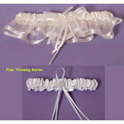 Ivory Bridal Garters - Simple Elegant Bridal Garter Set (White or Ivory)