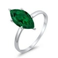 thumbnail image 4 of Solitaire Marquise Ring Green Emerald CZ 925 Sterling Silver Size 12, 4 of 7
