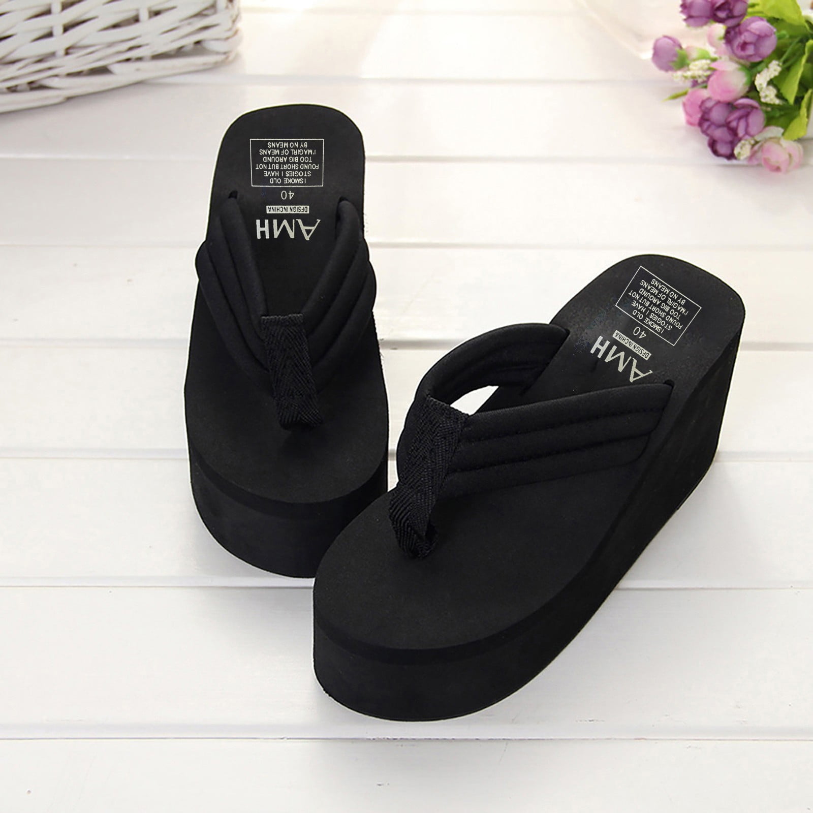 Women Platform Wedges Flip Flops Slides Beach Sandals Arch Support Flip-Flops Thong Sandals