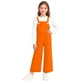 thumbnail image 3 of SGFCWSX Girls Wide-Leg Suspender Pants, Kids School Pants Daily Casual Button Overalls Orange Size 2-3 Years, 3 of 9