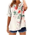 thumbnail image 2 of Xixinqiwan Women Tops,Graphic Tees for Women Floral Printed Shirts Women V Neck T Shirt Inspirational Short Sleeve Casual Tops, 2 of 5