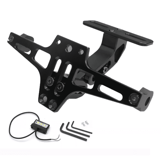 Soporte Ajustable Para Matrícula De Motocicleta Con Luces negro