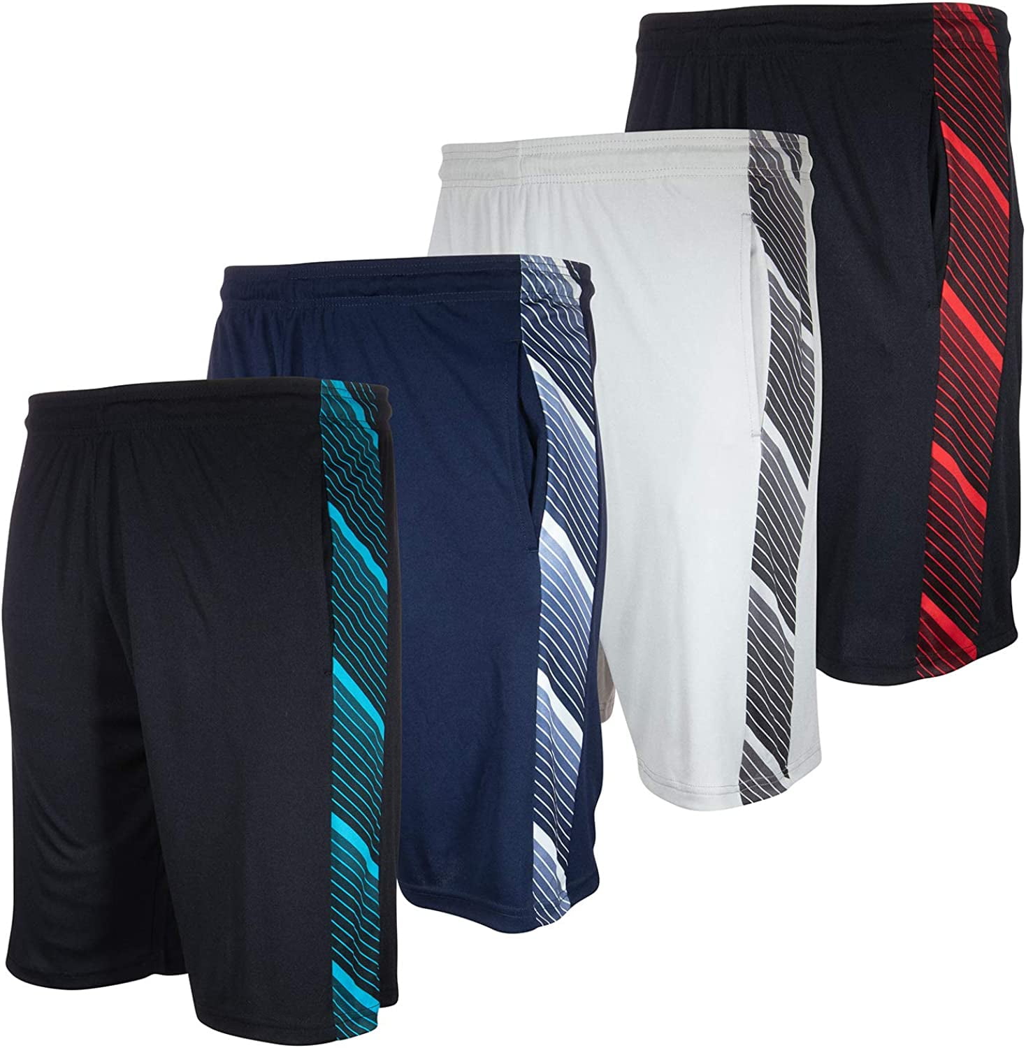 High Energy Men's Long Basketball Shorts 4 Pack Knee Length Athletic Performance Shorts (M5XL