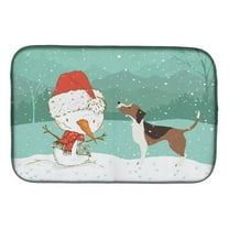 Beagle Snowman Christmas Dish Drying Mat