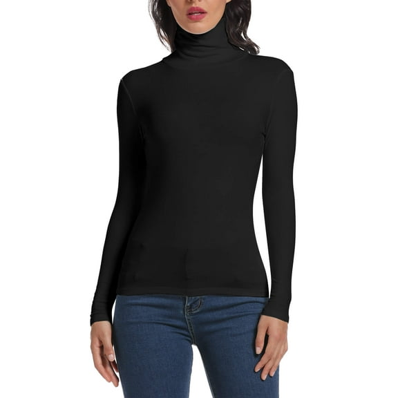 ANYFIT WEAR Long Sleeve Mock Turtleneck Stretch Slim Fitted Shirt Layer Basic Tee Tops Black XL