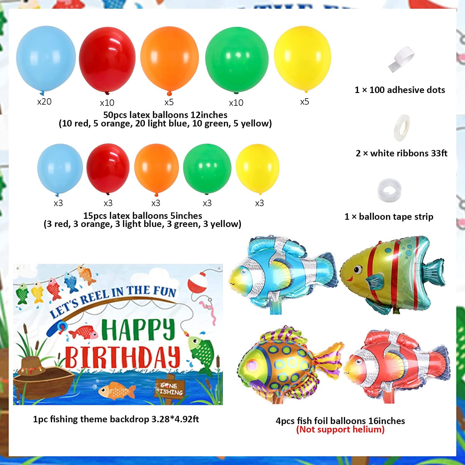 1pc Fishing Theme Birthday Party Cake Topper Decor Baby First