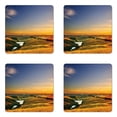 thumbnail image 1 of Italian Coaster Set of 4, Photo of Mediterranean Rural in the Valley with a Small Lake Nature, Square Hardboard Gloss Coasters, Standard Size, Blue Yellow Green, by Ambesonne, 1 of 2