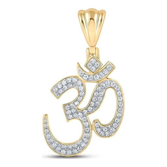 10kt Yellow Gold Mens Round Diamond Om Charm Pendant 1/2 Cttw