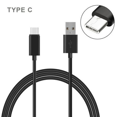 Black 6ft Long Type-C Cable Rapid Charge USB Wire Sync USB-C Power Data Cord L9Z for Alcatel Idol 5 - ASUS ZenFone 4 Pro AR V Live - Essential PH-1 - Huawei Honor