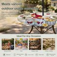 thumbnail image 6 of Round Outdoor Tablecloth with Umbrella Hole and Zipper, Beige Gnomes Daisy Tablecloth with Elastic Waterproof, Pastoral Country Garden Floral Patio Table Covers for 36" - 44" Picnic Pool Tables, 6 of 9