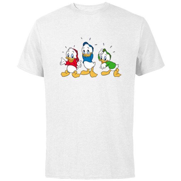 Disney Huey, Dewey, and Louie - Short Sleeve Cotton T-Shirt for Adults -Customized-White