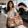 thumbnail image 2 of Garronmavis Large Quilted Duffle Bag for Women, Retro Floral Pattern Travel Bag Carry On with Zipper Pocket, Luggage Sleeve Gym Bag Adjustable Strap Dance Bag, 2 of 7