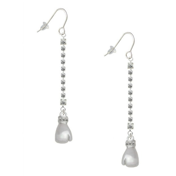 Delight Jewelry Silvertone Large Boxing Glove - Silver-tone Long Sparkle Dangle French Earrings