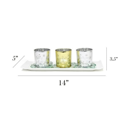 Elegant Designs - Winter Wonderland Candle Set of 3 - Silver and Gold